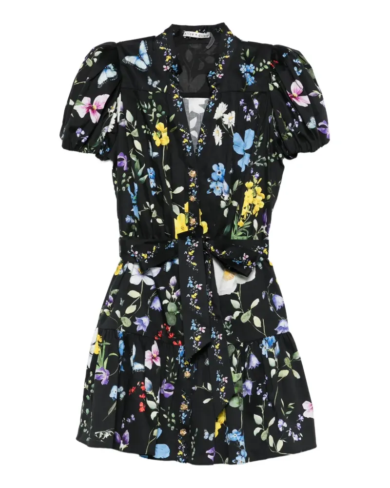 Alice + Olivia x Stacey Bendet Cora floral-print mini dress - Schwarz Schwarz