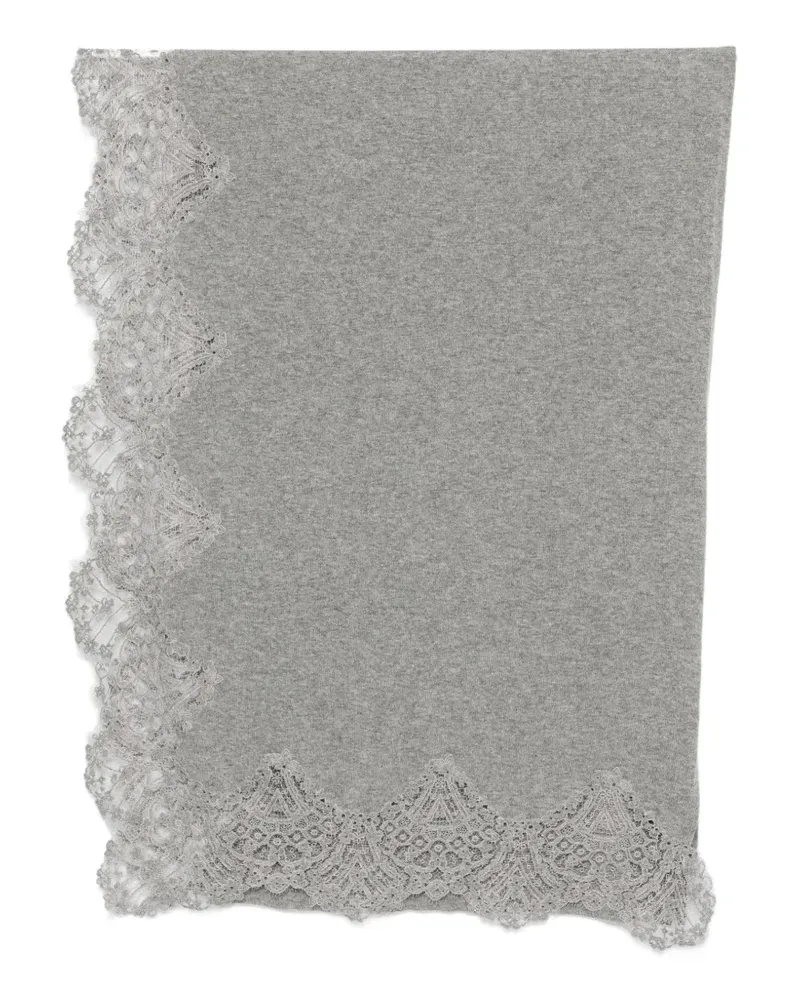 Ermanno Scervino Schal mit Spitzensaum - Grau Grau