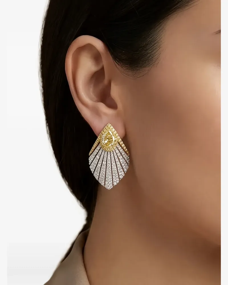 HYT Jewelry Blumenohrringe mit gelben und weißen Diamanten - Silber Silber