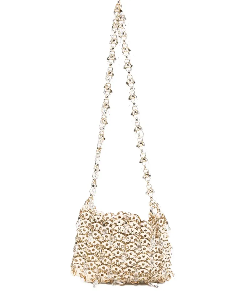 Paco Rabanne Schultertasche mit Kristallen und Kettenriemen - Gold Gold