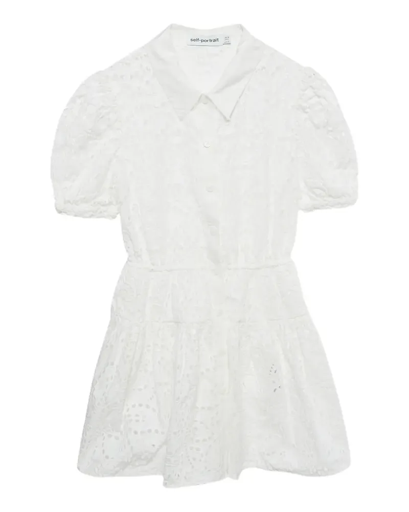 Self-Portrait broderie anglaise cotton mini dress - Weiß Weiß