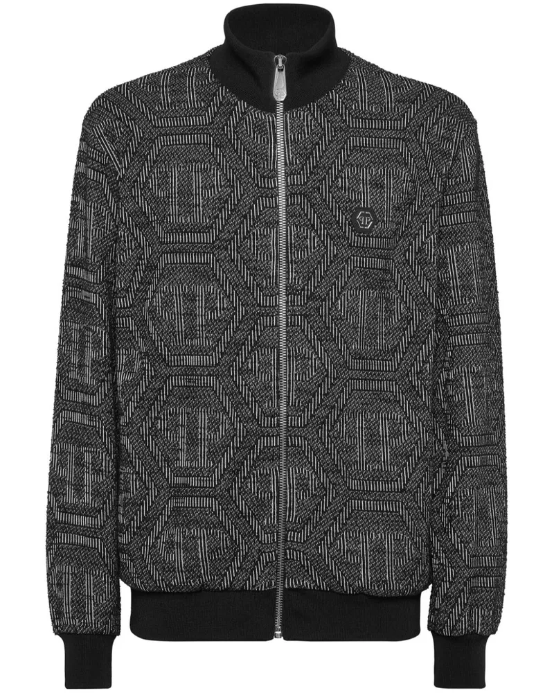 Philipp Plein Bomberjacke aus Monogramm-Jacquard - Schwarz Schwarz