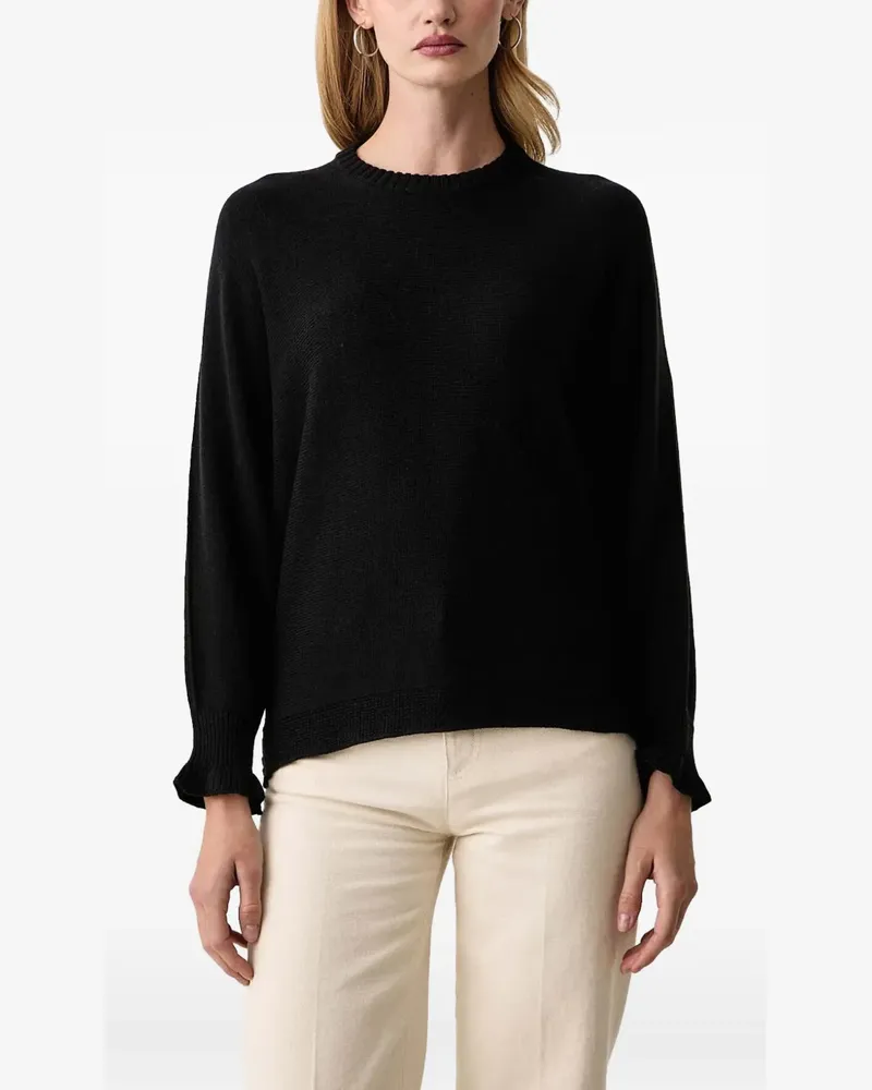 Twin-Set ruffled-cuff crew-neck sweater - Schwarz Schwarz