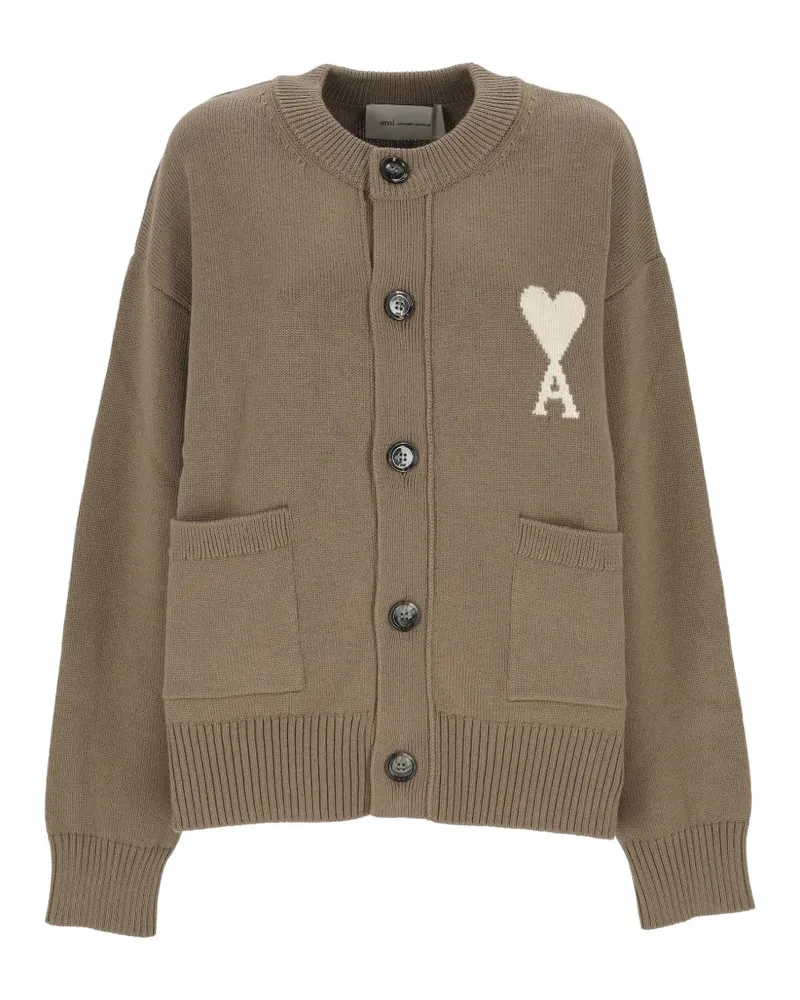 AMI Paris Cardigan mit Herztasche - Nude Nude