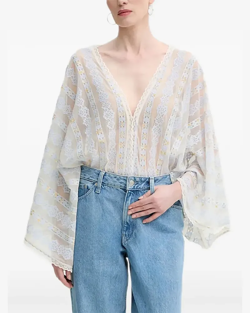 MUNTHE Bluse mit Blumenspitze - Nude Nude