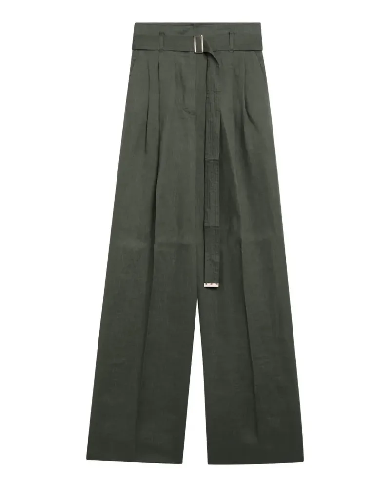 Max Mara Plissierte Hose mit Gürtel - Grün Grün