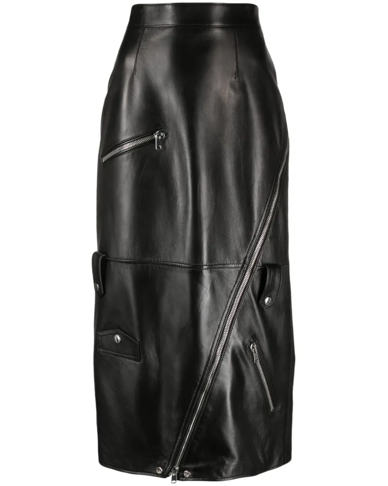 Alexander McQueen High-Waist-Rock mit Glanzoptik - Schwarz Schwarz