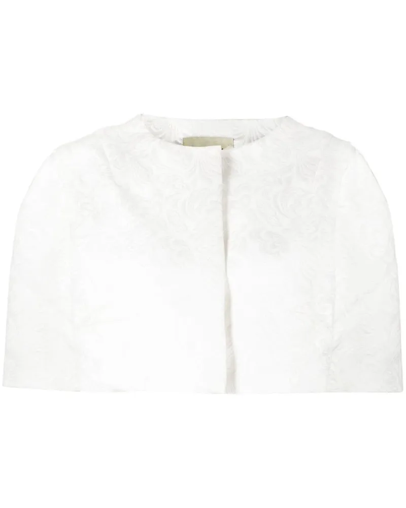 Bambah Gemusterter Cropped-Bolero - Weiß Weiß