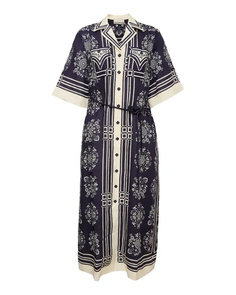 ALEMAIS Bandera Maxikleid mit Blumenprint - Blau Blau