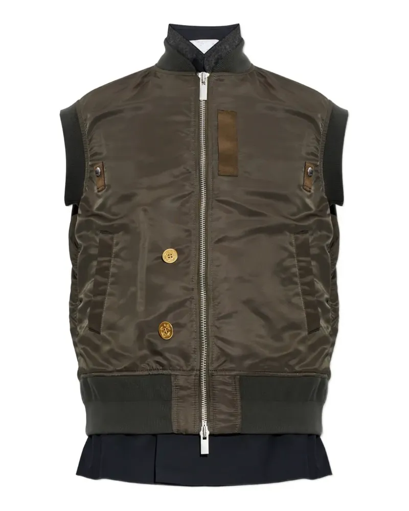 Sacai Pullunder im Layering-Look - Grün Grün
