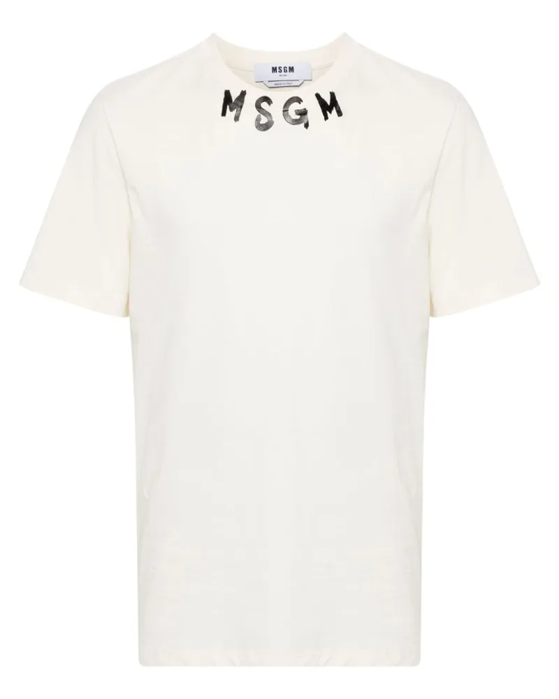 MSGM T-Shirt mit Logo-Print - Nude Nude