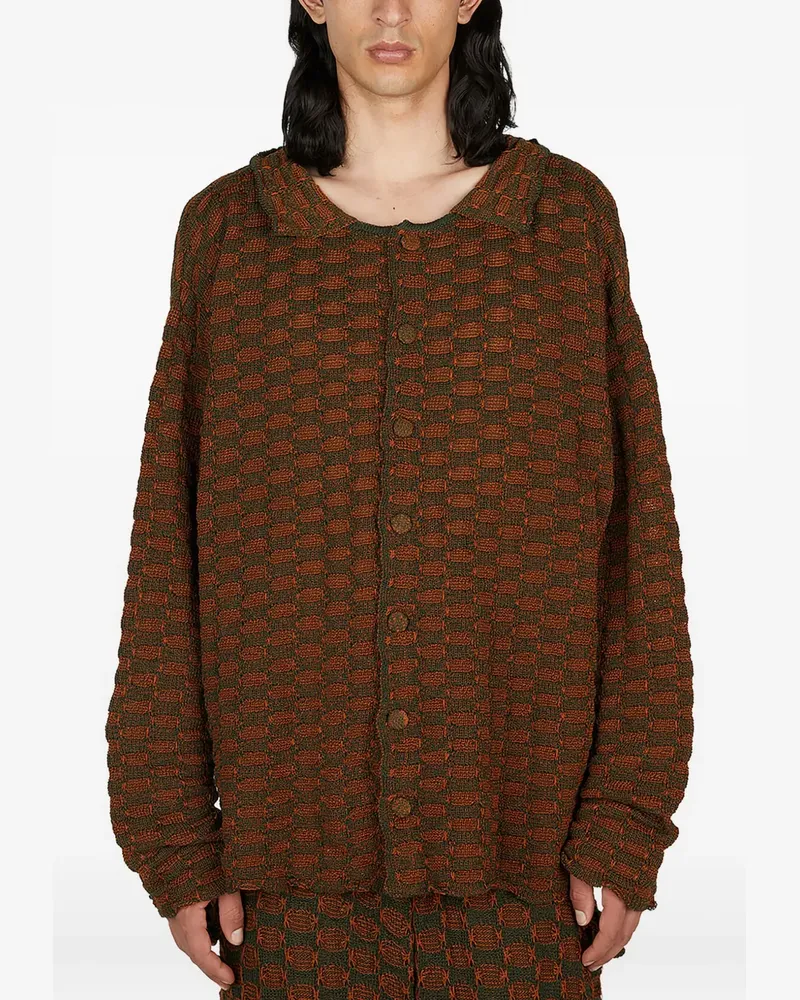 Isa Boulder Gemusterter Cardigan - DARK BARK Dark
