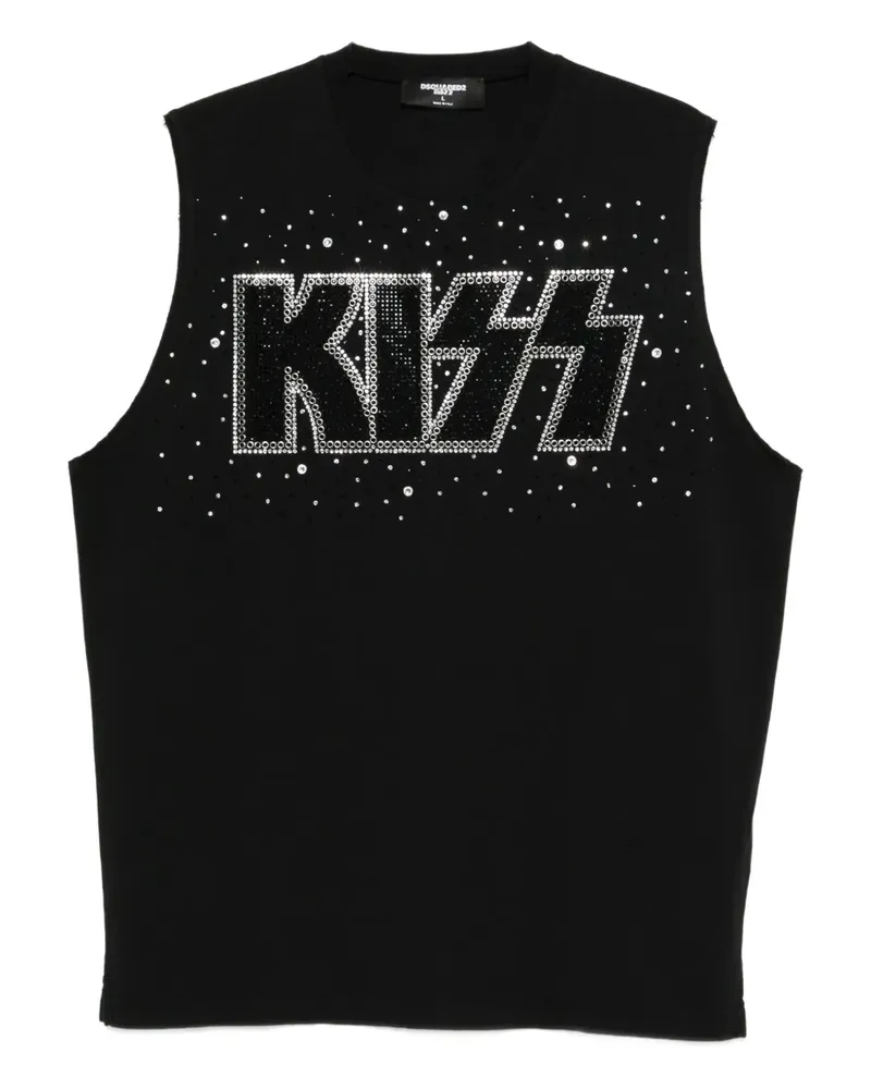 Dsquared2 x Kiss Tanktop mit Kristallen - Schwarz Schwarz