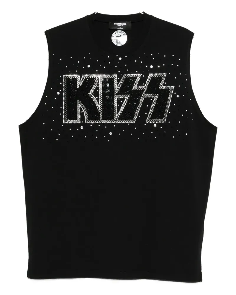 Dsquared2 x Kiss Tanktop mit Kristallen - Schwarz Schwarz