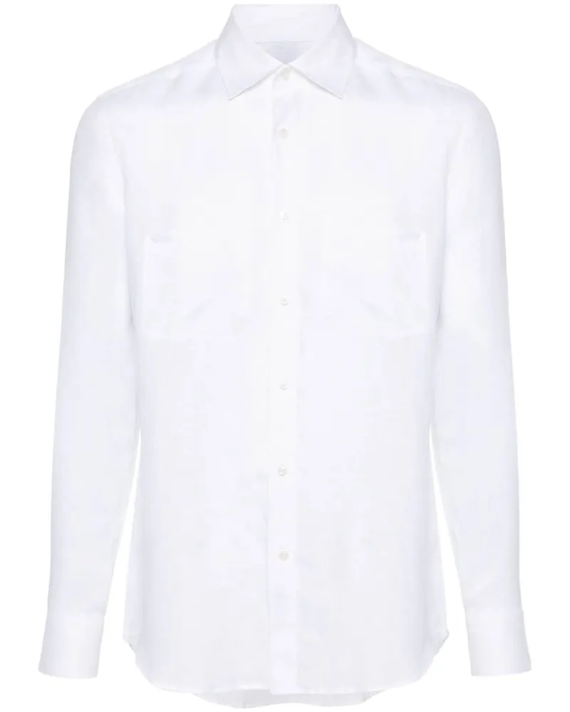 Low Brand Langärmeliges Hemd aus Leinen Weiß