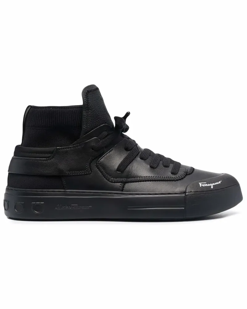 Ferragamo High-Top-Sneakers aus Leder - Schwarz Schwarz