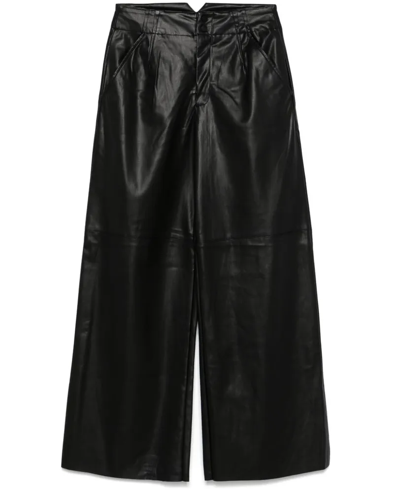DKNY Weite Hose aus Faux-Leder - Schwarz Schwarz