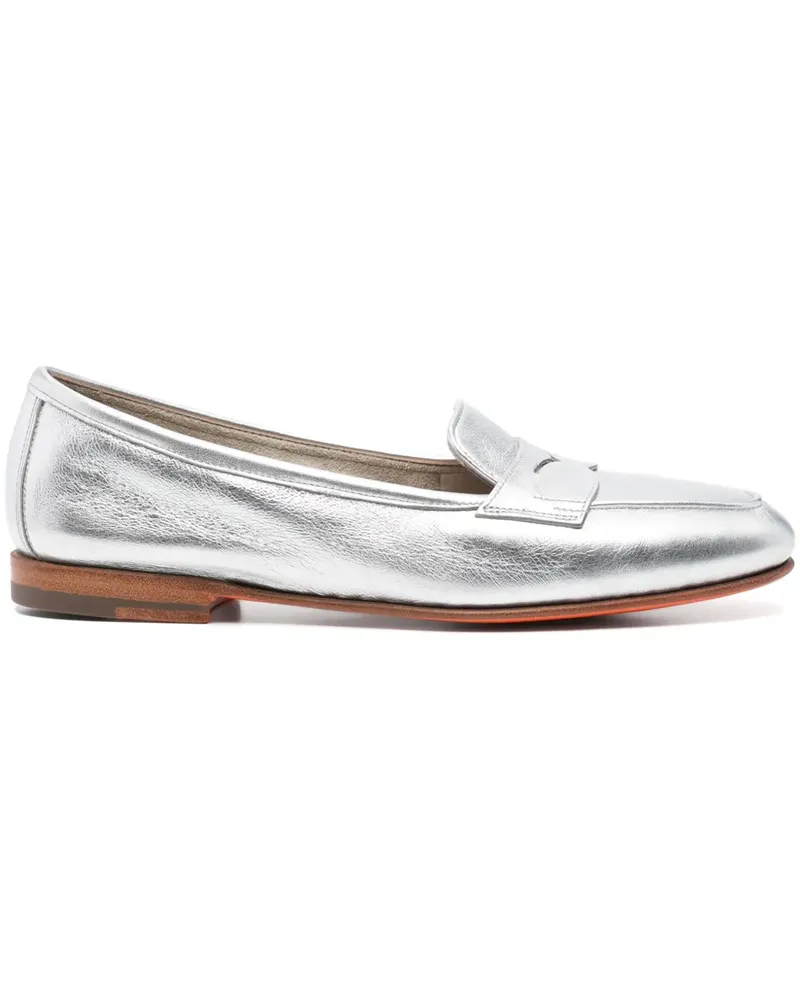 Santoni Loafer im Metallic-Look - Silber Silber