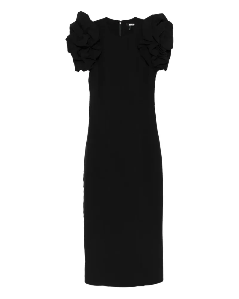 ROTATE Birger Christensen Midikleid mit Puffärmeln - Schwarz Schwarz