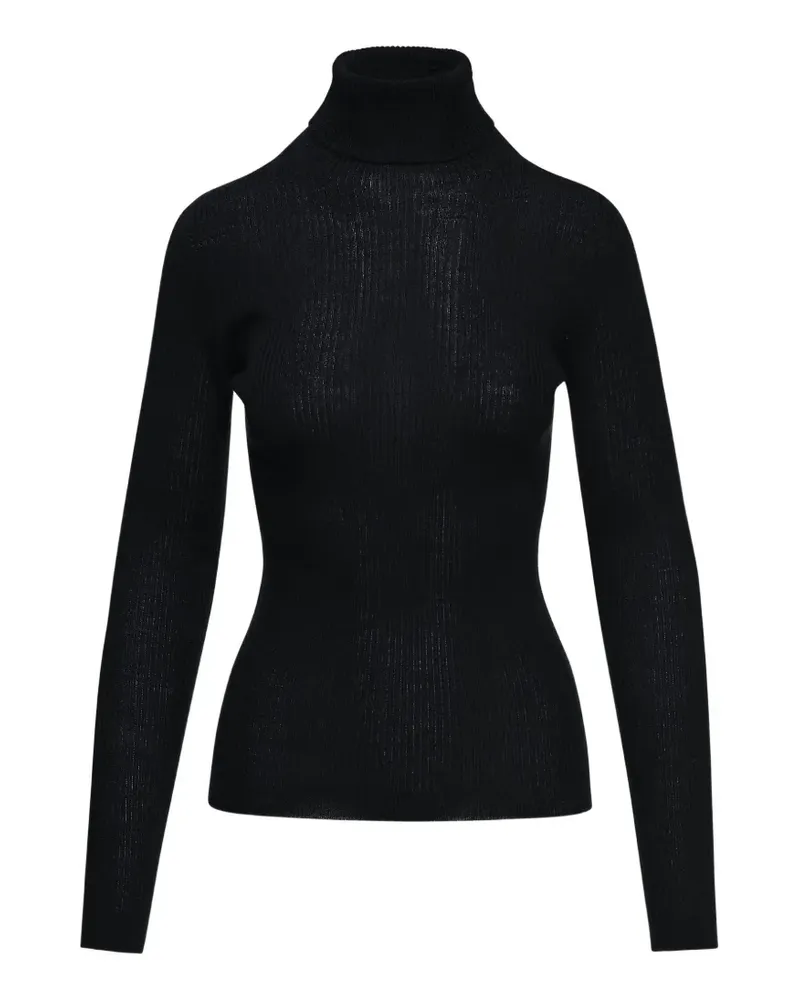 Essentiel Gerippter Kelmuse2 Rollkragenpullover - Schwarz Schwarz