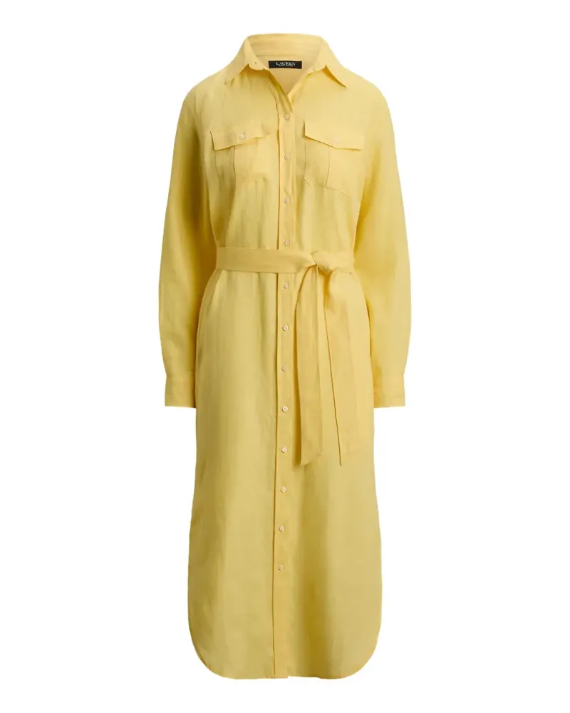 Ralph Lauren belted linen midi shirt dress - Gelb Gelb