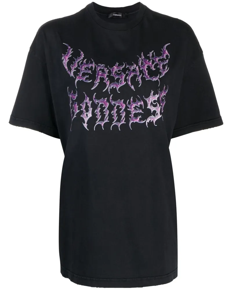 Versace T-Shirt mit Logo-Print - Schwarz Schwarz