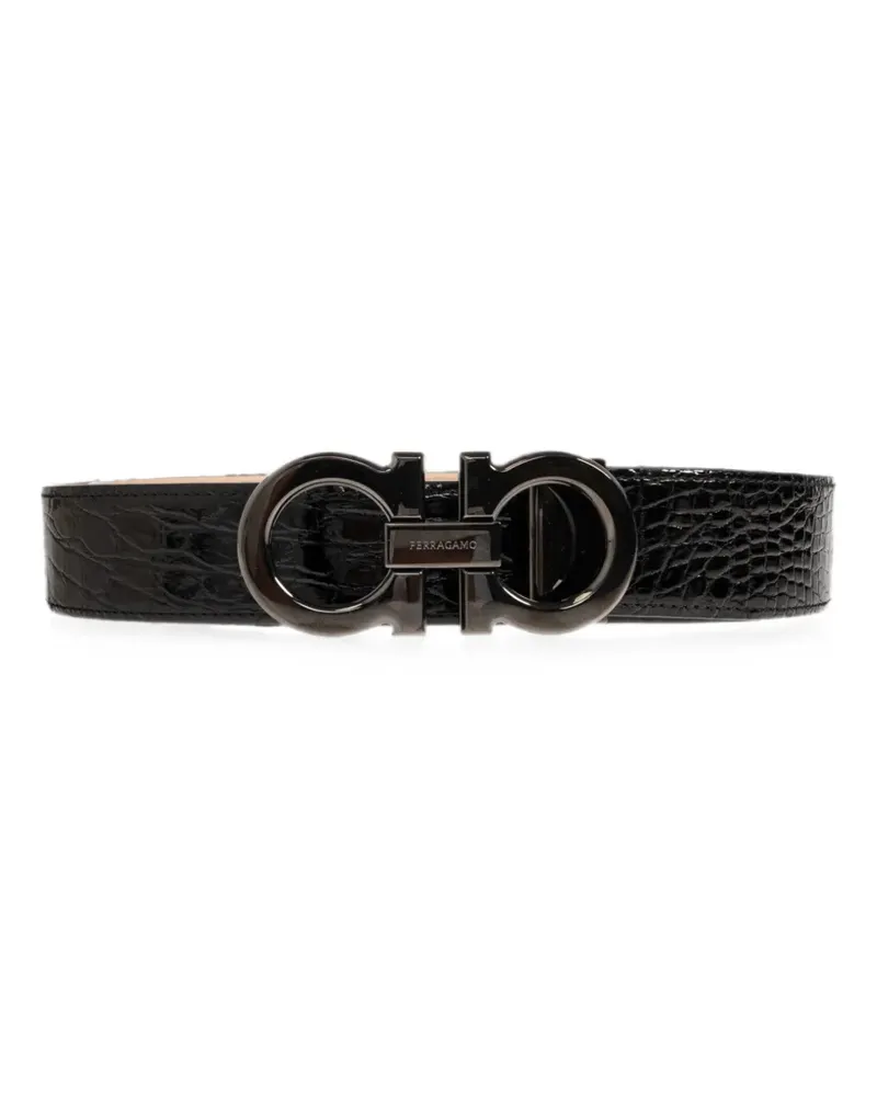 Ferragamo belt box with Gancini buckle - Schwarz Schwarz