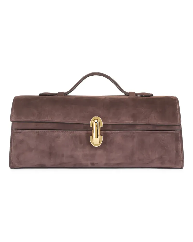SAVETTE Slim Symmetry Clutch aus Wildleder - Braun Braun