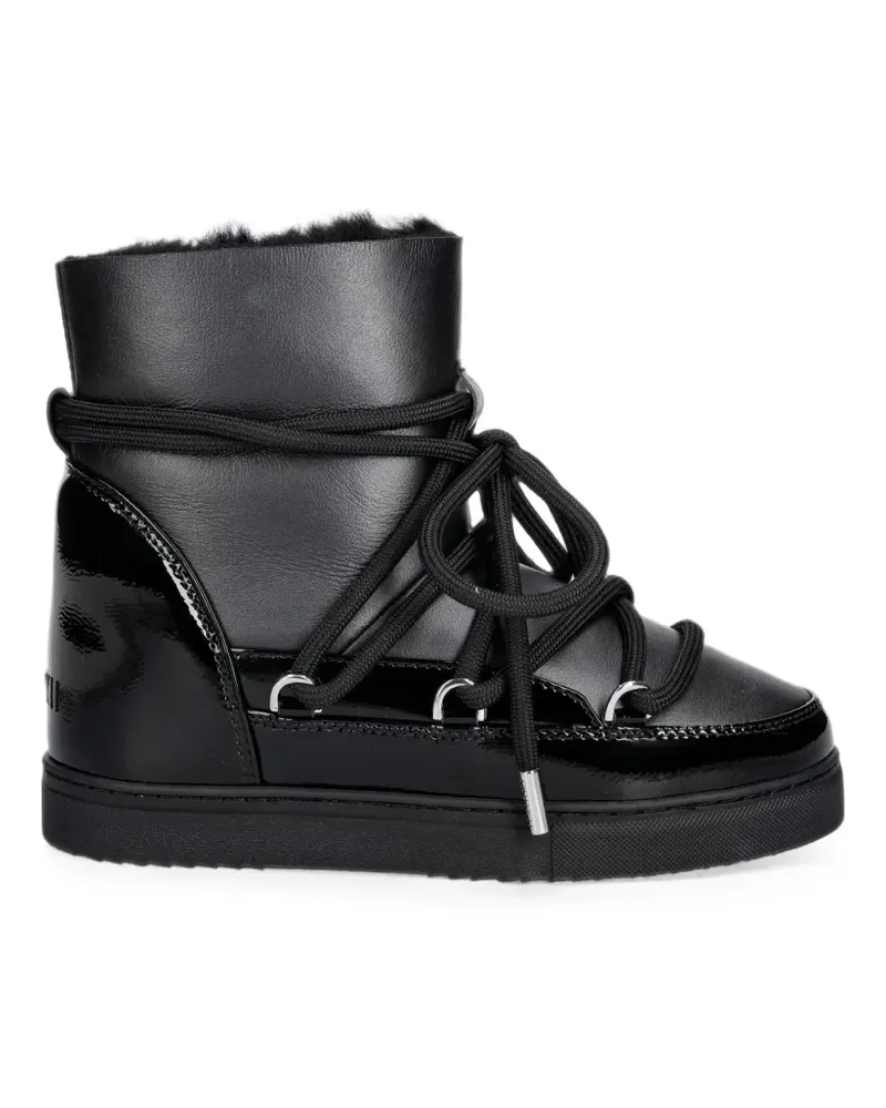 INUIKII patent-panelled lace-up ankle boots - Schwarz Schwarz