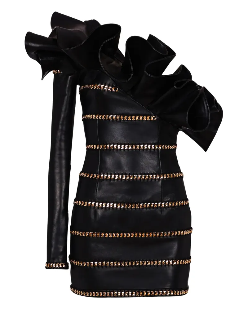 Balmain Asymmetrisches Minikleid - Schwarz Schwarz