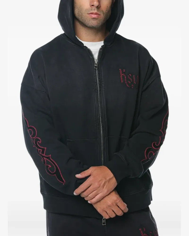 ksubi Bestickte Paise Kapuzenjacke mit Reißverschluss - Grau Grau