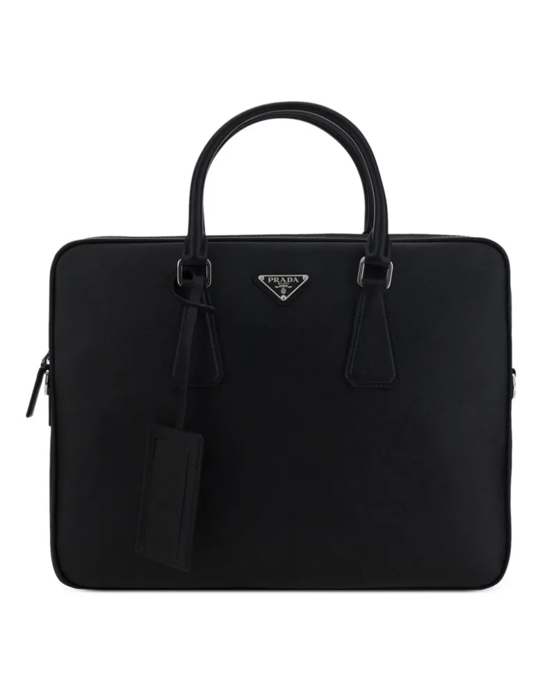 Prada Aktentasche mit dreieckigem Logo - Schwarz Schwarz