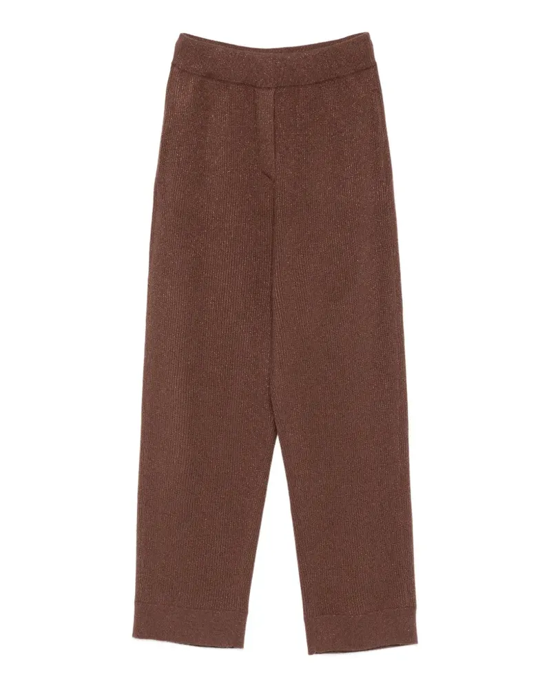 Brunello Cucinelli ribbed-knit straight-leg trousers - Braun Braun