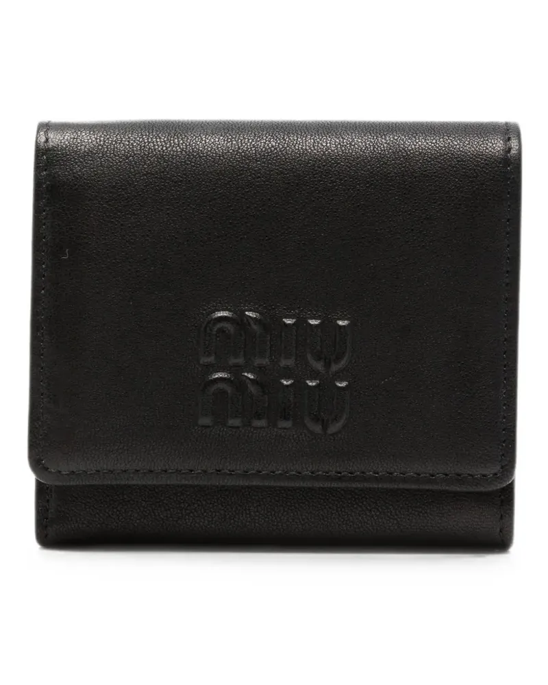 Miu Miu logo-embossed trifold wallet - Schwarz Schwarz
