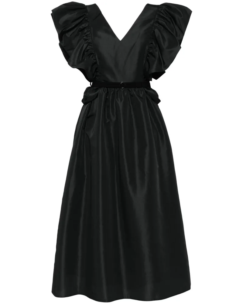 Saiid Kobeisy Gerüschtes Taft-Midikleid - Schwarz Schwarz