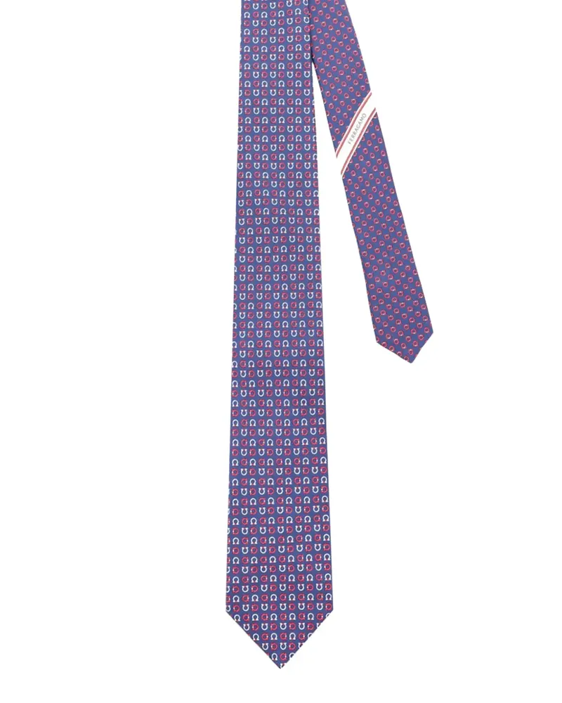 Ferragamo Gancini-pattern tie - Blau Blau