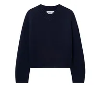 Kaschmirpullover mit V-Ausschnitt - Blau