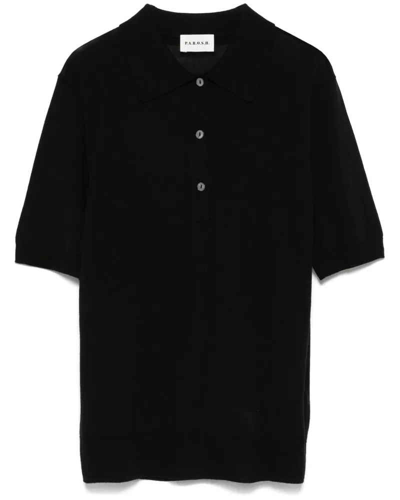 P.A.R.O.S.H. P.A.R.O H. Fein gestricktes Poloshirt - Schwarz Schwarz