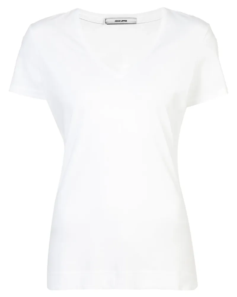 Adam Lippes T-Shirt mit V-Ausschnitt - Weiß Weiß