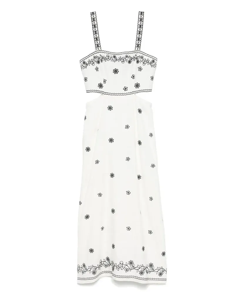 Maje Besticktes Maxikleid mit Cut-Out - Weiß Weiß