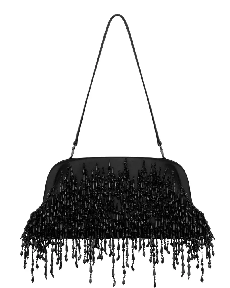 Alberta Ferretti Clutch mit Perlen - Schwarz Schwarz