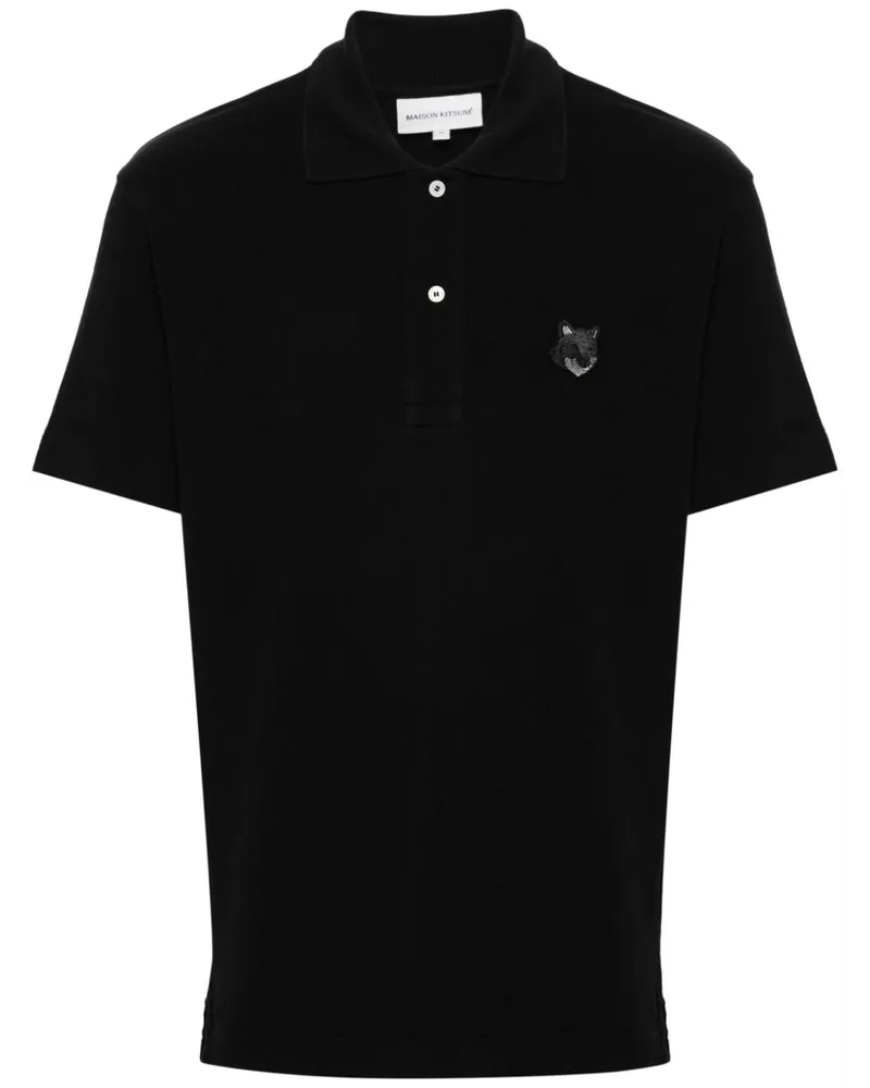 Kitsuné Poloshirt mit Fuchs - Schwarz Schwarz