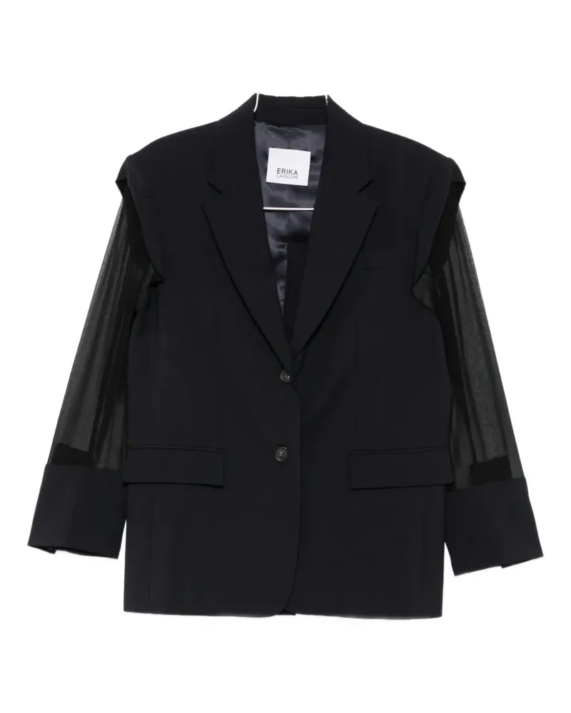 Erika Cavallini sheer-sleeve blazer - Blau Blau