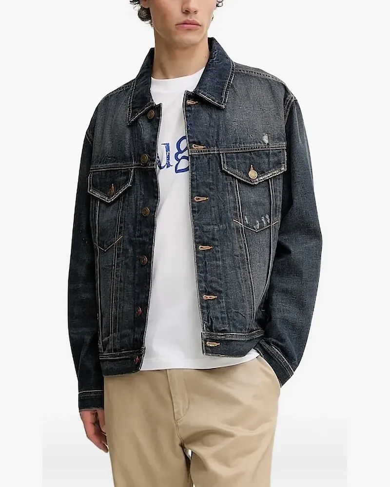 HUGO BOSS Jeansjacke im Distressed-Look - Blau Blau