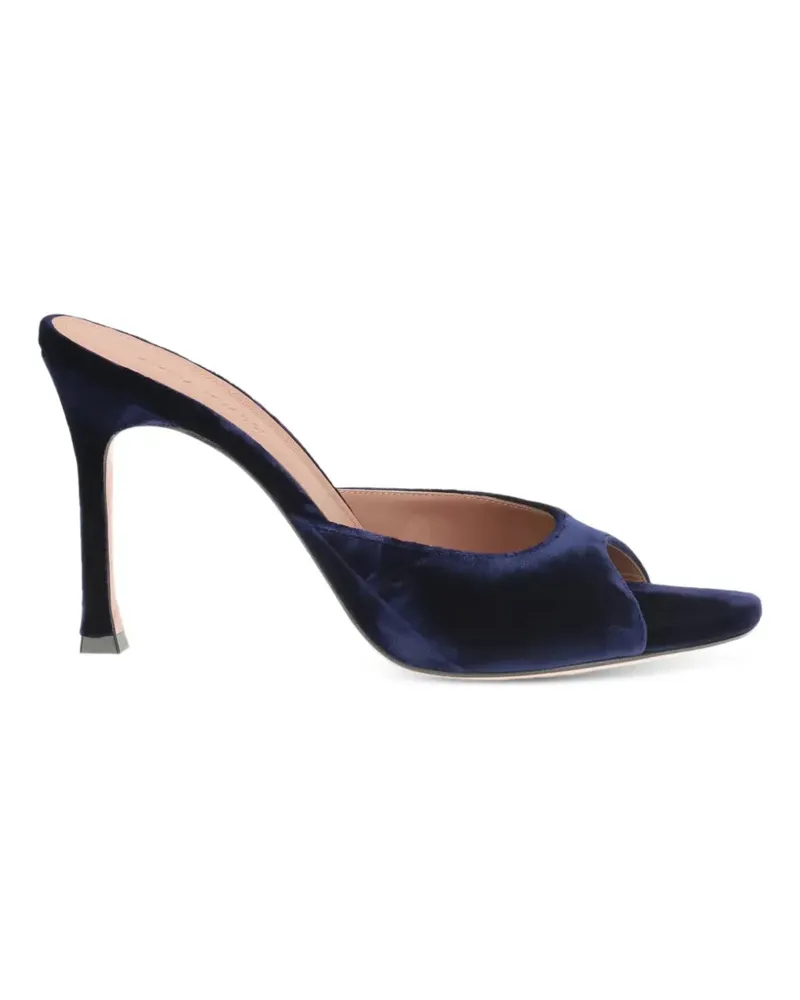 Amina Muaddi Alexa Sandalen aus Samt 95mm - Blau Blau