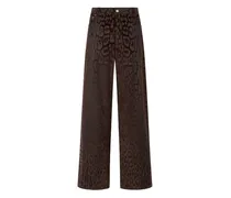 Cordhose mit Jaguar-Print - Braun