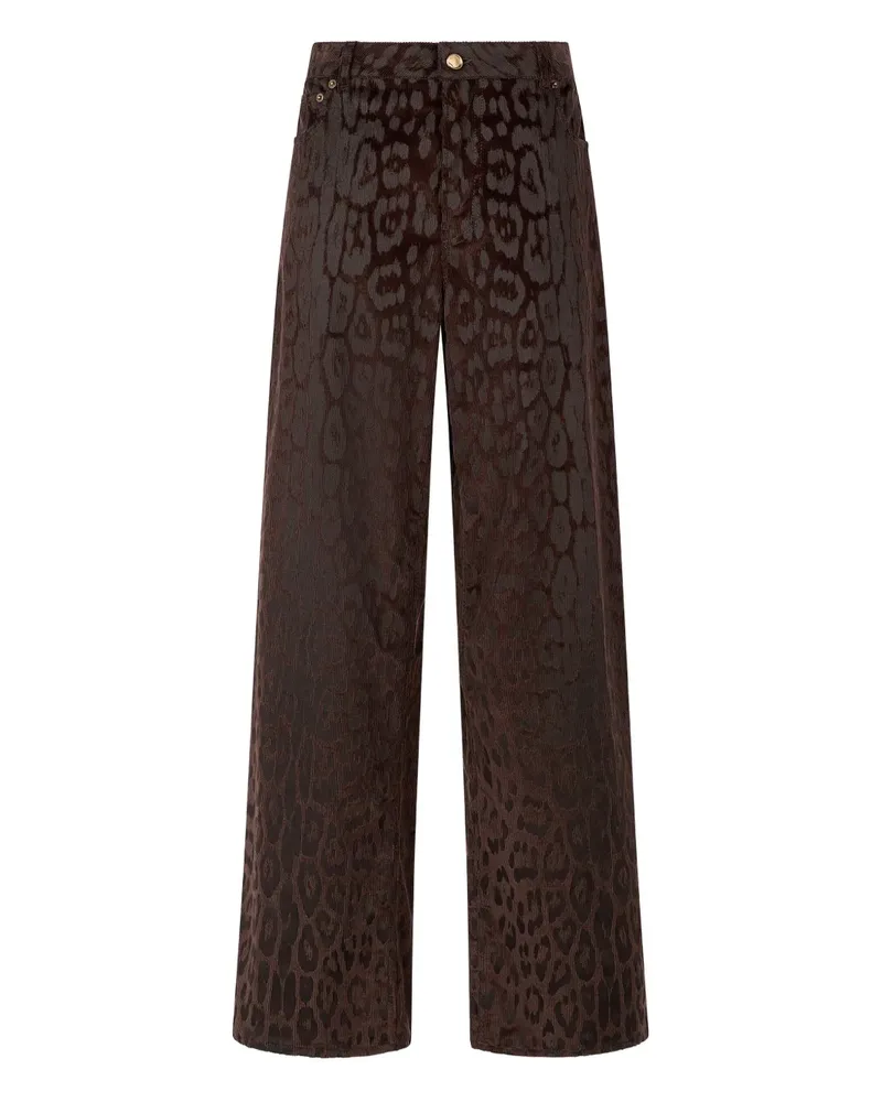 Roberto Cavalli Cordhose mit Jaguar-Print - Braun Braun