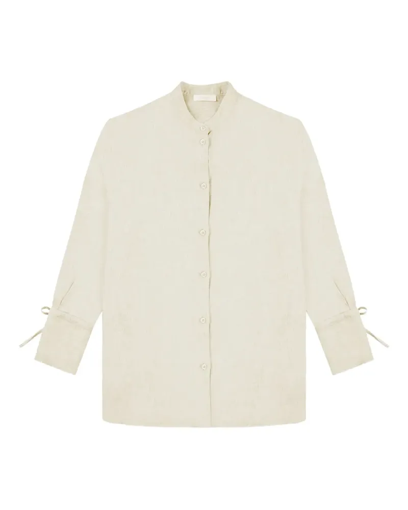 Glanshirt Leinenhemd mit geschnürten Bündchen - Nude Nude