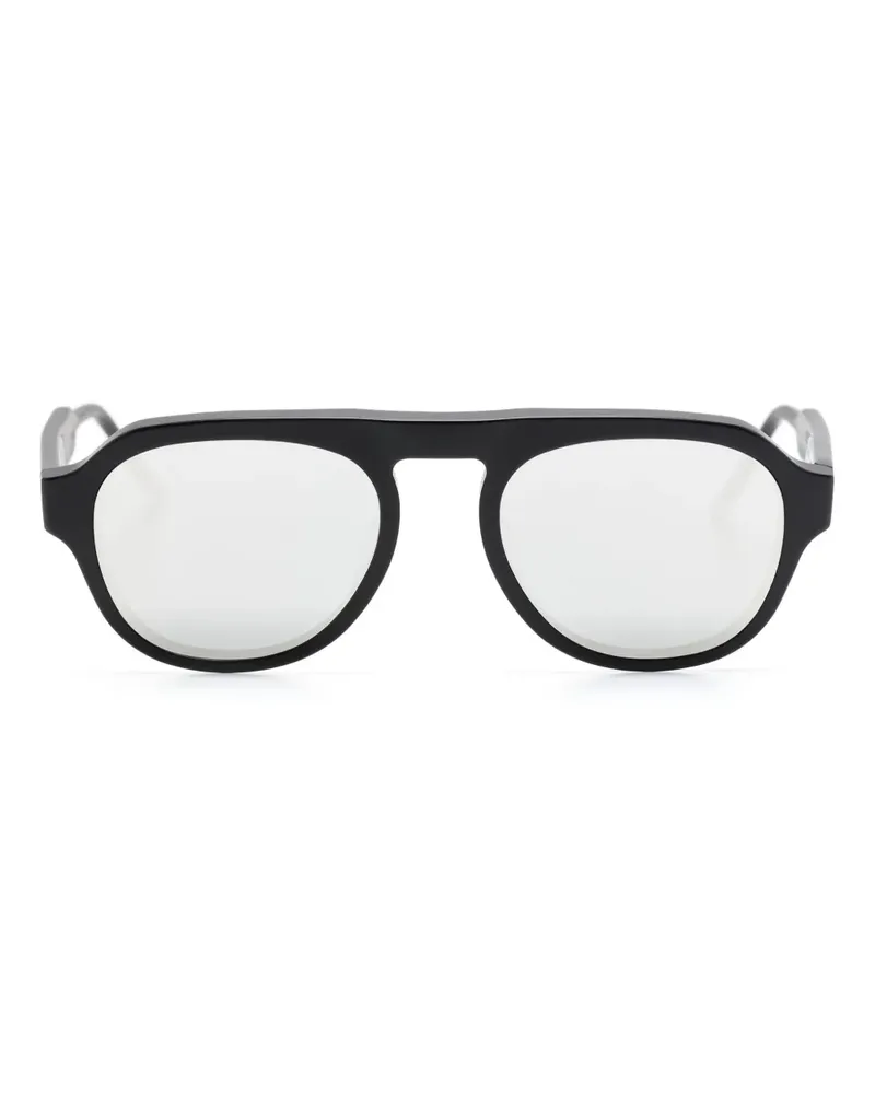 Thom Browne Sonnenbrille mit ovalem Gestell - Schwarz Schwarz