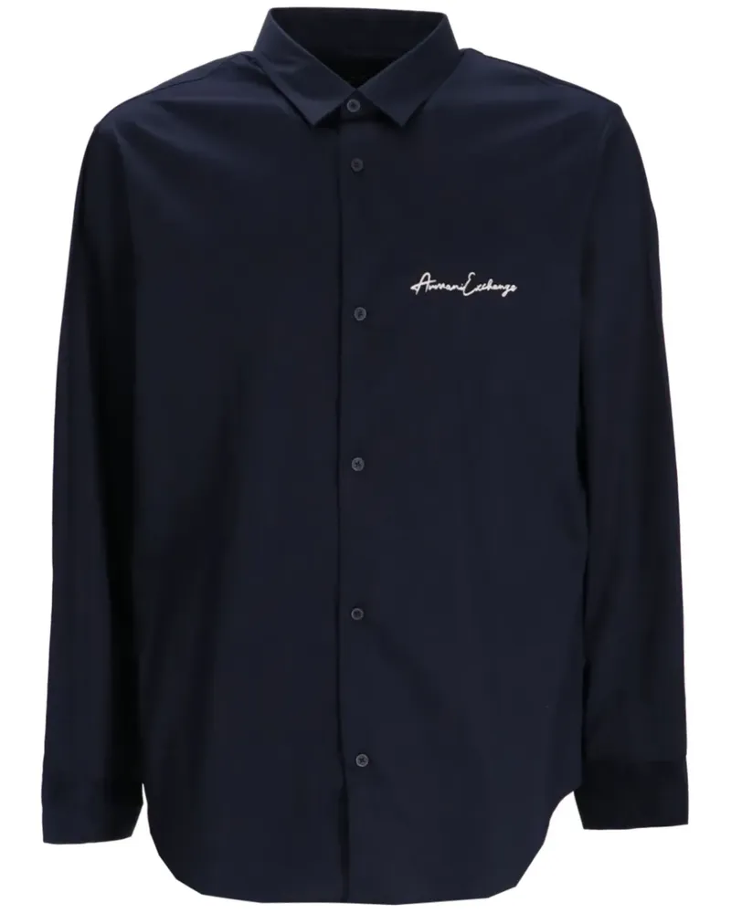 Armani Exchange Hemd mit Logo-Stickerei - Blau Blau